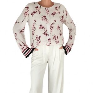 Le Mirage pink black beige floral long sleeve blouse top EU 46